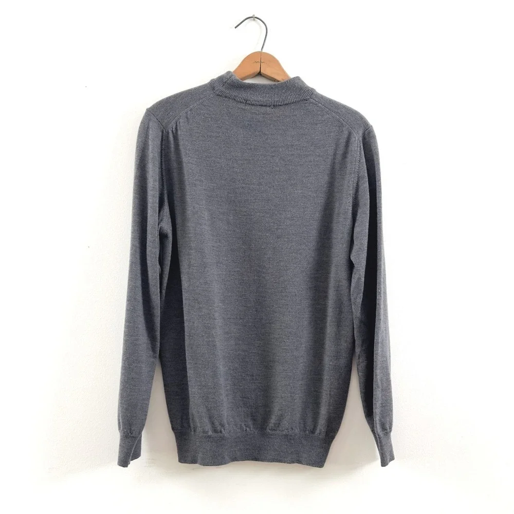 90s/00s Joseph & Lyman Mock Neck Sweater Gray‎ Merino Wool Medium